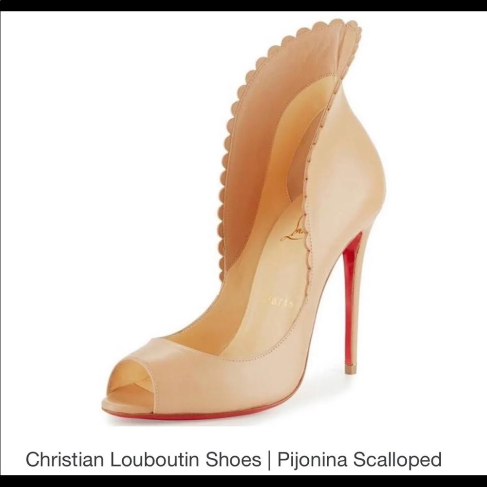 Christian Louboutin Nude Pijonina Scalloped 38.5